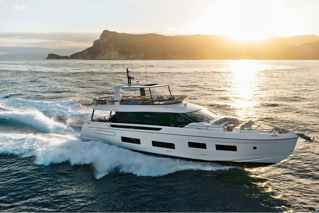 Side profile of Aqualis anchored in the Mediterranean